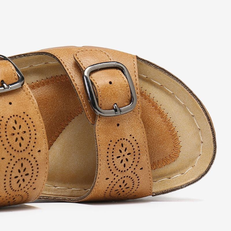 Dame Justerbar Strop Åben Tå Slip On Casual Summer Wedge Sandaler