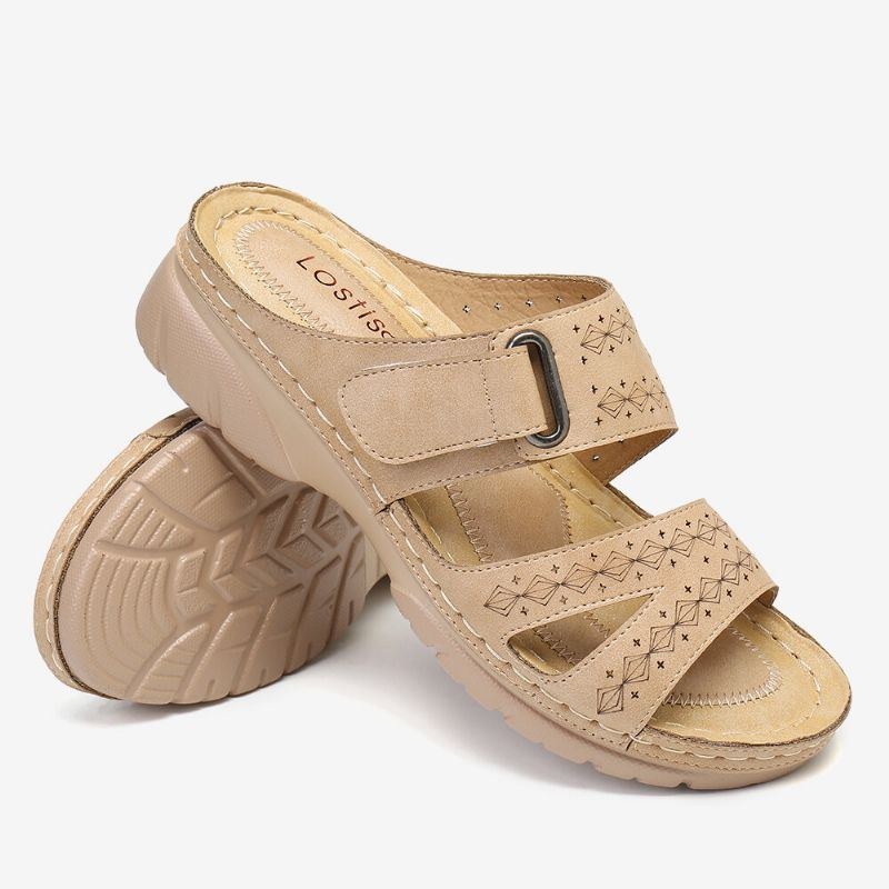 Dame Justerbar Strop Åben Tå Slip On Casual Summer Wedge Sandaler