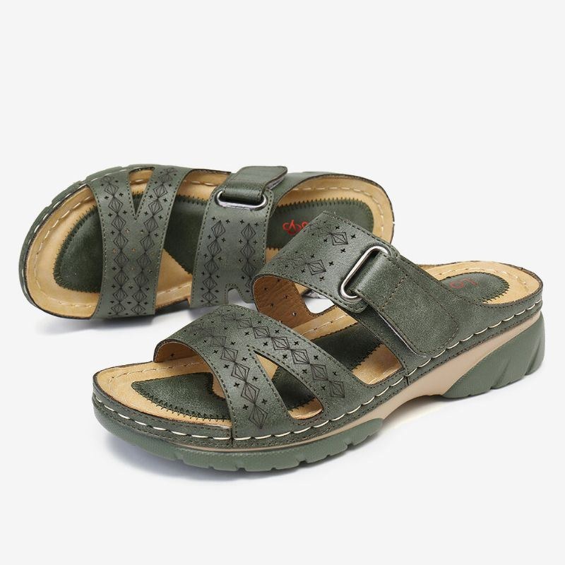 Dame Justerbar Strop Åben Tå Slip On Casual Summer Wedge Sandaler