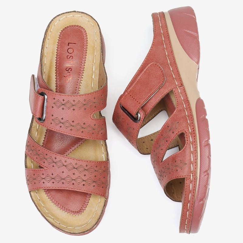 Dame Justerbar Strop Åben Tå Slip On Casual Summer Wedge Sandaler