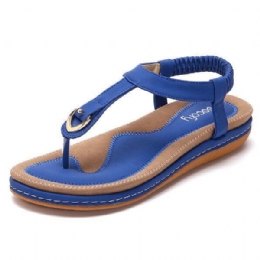 Dame Komfortabel Clip Toe Elastik Letvægts Slip On Summer Beach Flat Sandaler