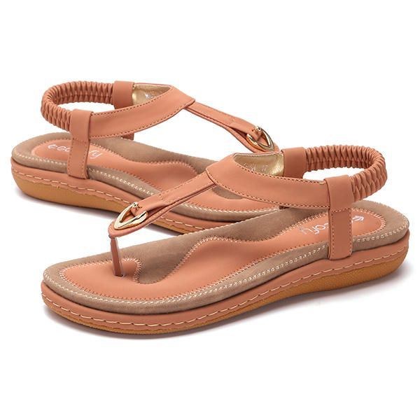 Dame Komfortabel Clip Toe Elastik Letvægts Slip On Summer Beach Flat Sandaler