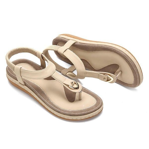 Dame Komfortabel Clip Toe Elastik Letvægts Slip On Summer Beach Flat Sandaler