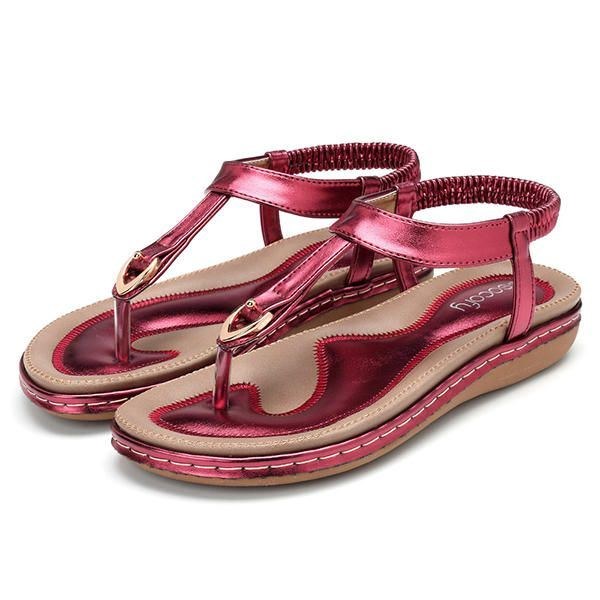 Dame Komfortabel Clip Toe Elastik Letvægts Slip On Summer Beach Flat Sandaler