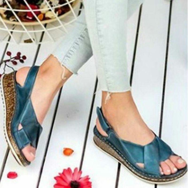 Dame Krogløkke Åben Tå Slingback Casual Summer Wedge Sandaler