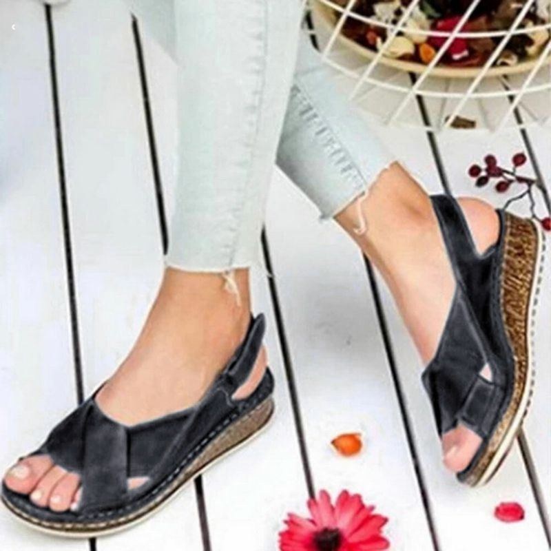 Dame Krogløkke Åben Tå Slingback Casual Summer Wedge Sandaler