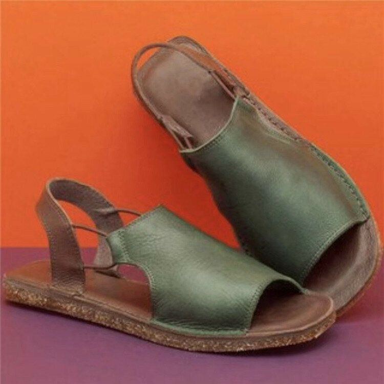 Dame Large Størrelse Hollow Out Solid Color Casual Slingback Summer Roman Flat Sandaler