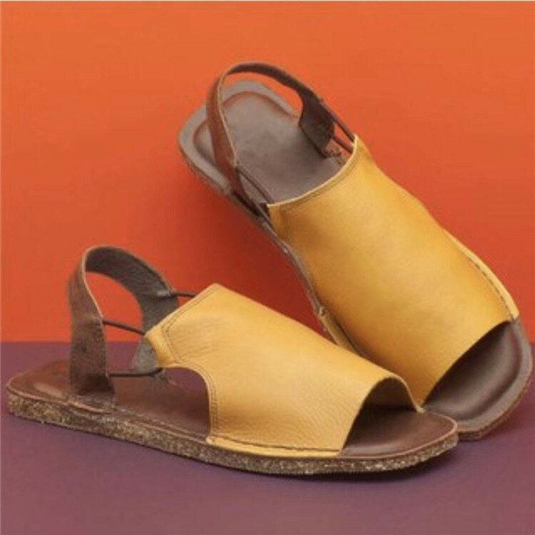 Dame Large Størrelse Hollow Out Solid Color Casual Slingback Summer Roman Flat Sandaler