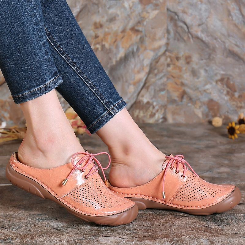 Dame Retro Strappy Hollow Out Slip On Rygløse Sommersandaler