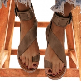 Dame Retro Toe Ring Roman Ankelstrop Casual Sommer Flade Sandaler