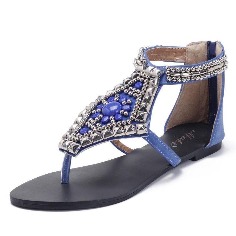 Dame Rhinestone Clip Toe Hollow Out Lynlås Strandsandaler