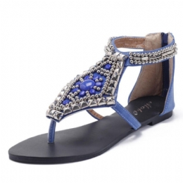 Dame Rhinestone Clip Toe Hollow Out Lynlås Strandsandaler