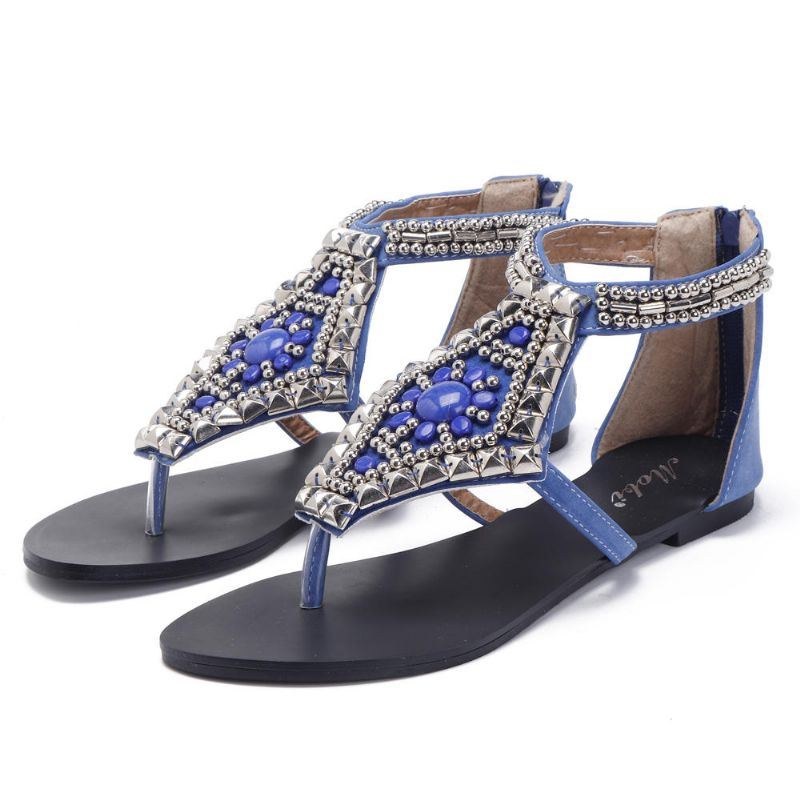 Dame Rhinestone Clip Toe Hollow Out Lynlås Strandsandaler