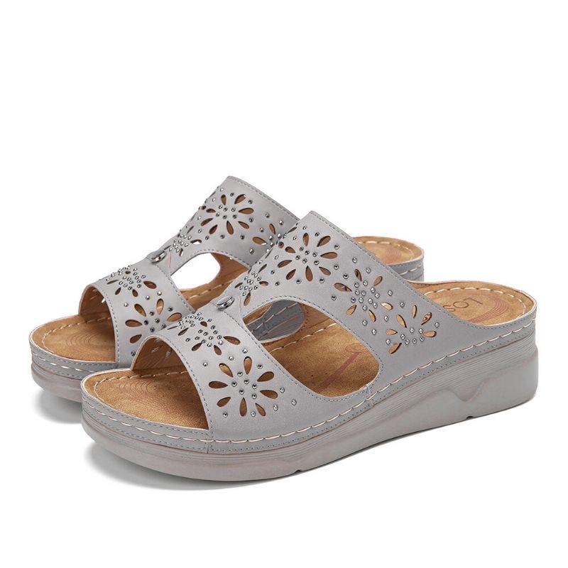 Dame Rhinestone Hul T-rem Behagelige Casual Sandaler