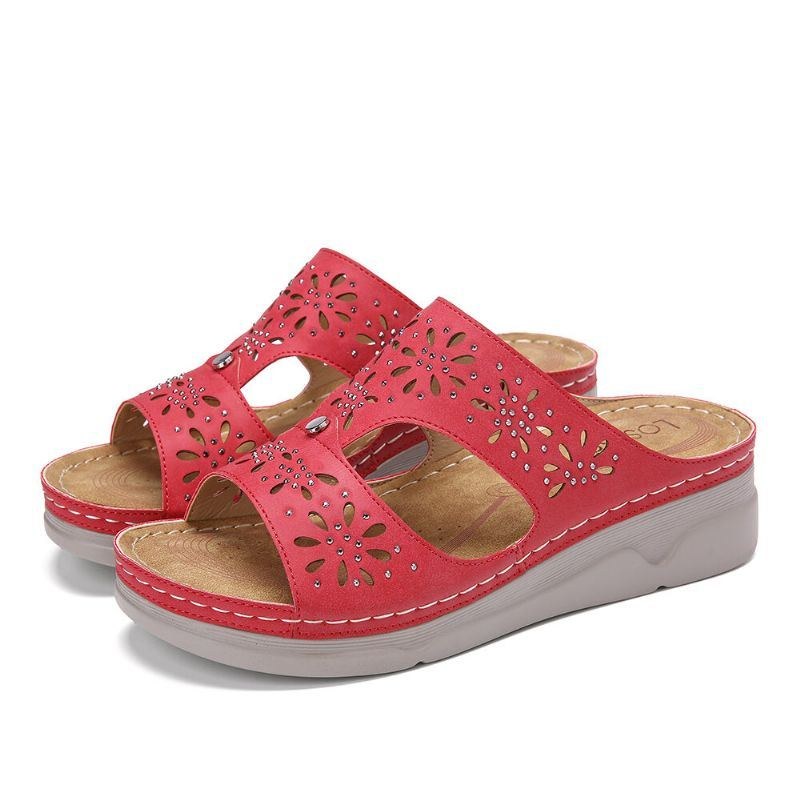 Dame Rhinestone Hul T-rem Behagelige Casual Sandaler