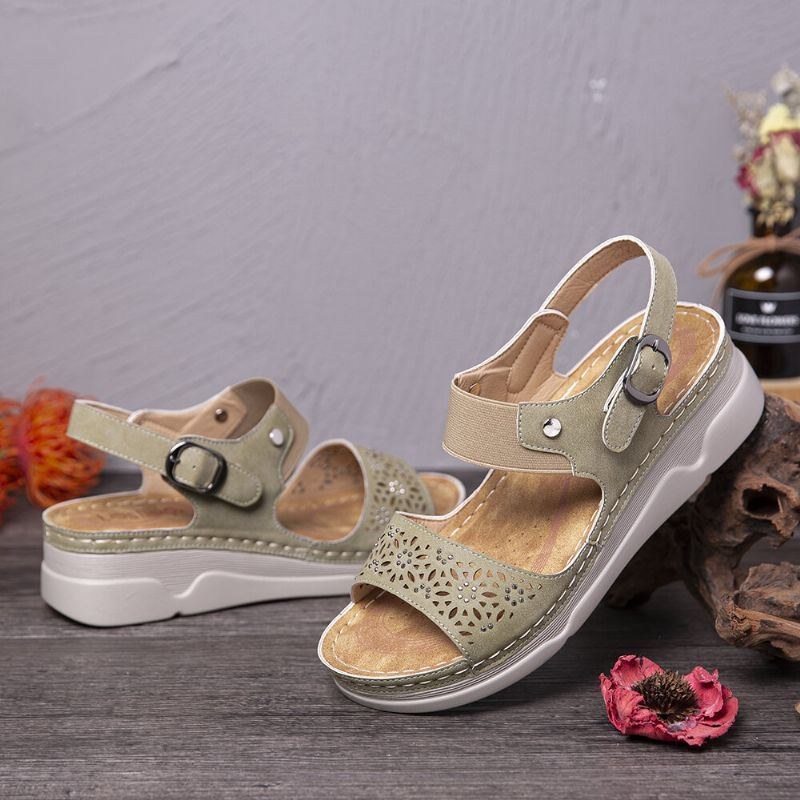 Dame Rhinestone Hule Elastiske Bånd Comfy Casual Sandaler