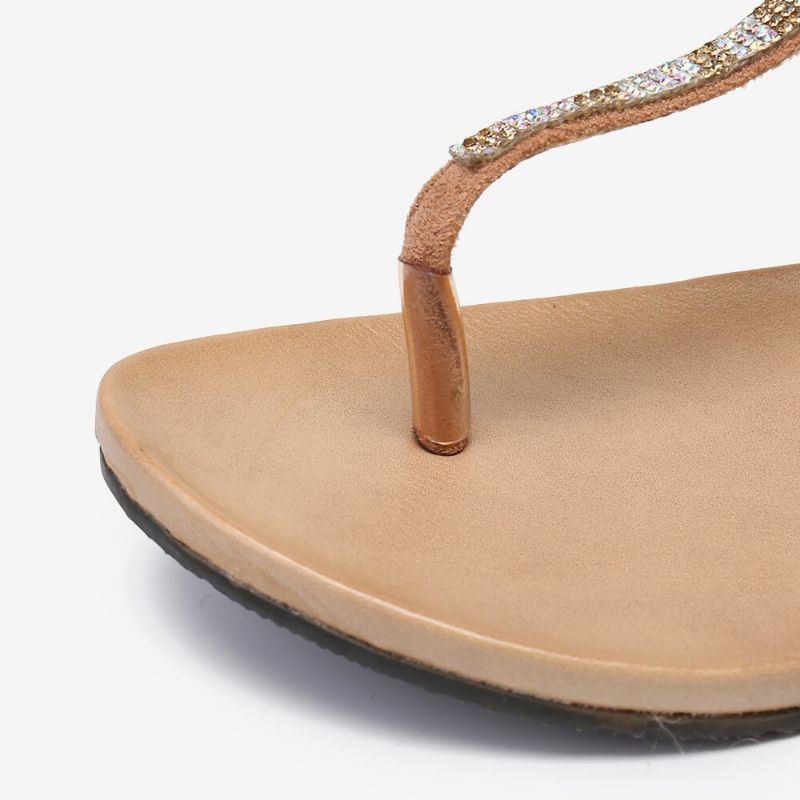 Dame Rhinestone Spænde Strap Comfy Non-slip Beach Clip Toe Sandaler