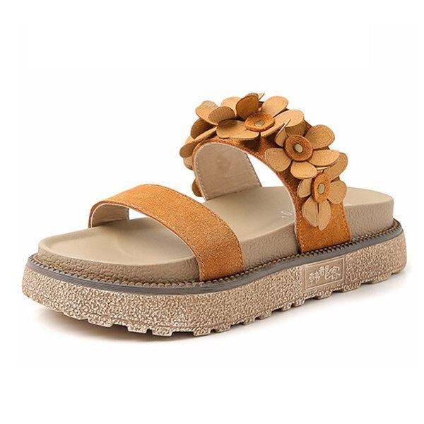 Dame Sommer Casual Flower Slip On Beach Flat Sandaler