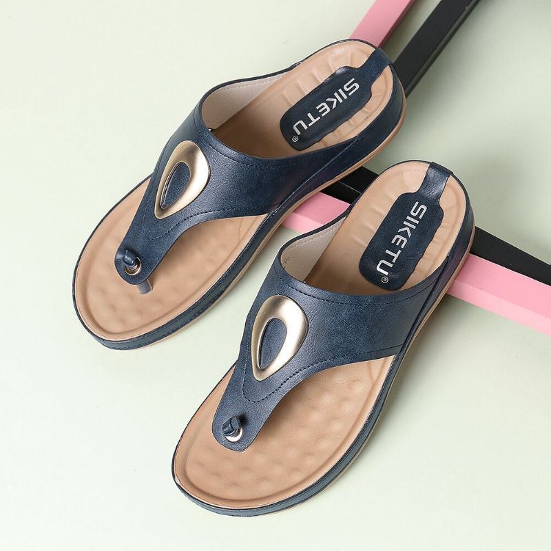 Dame Stor Størrelse Metal Clip Toe Filp Flops Strand Casual Sandaler