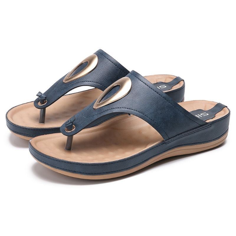 Dame Stor Størrelse Metal Clip Toe Filp Flops Strand Casual Sandaler