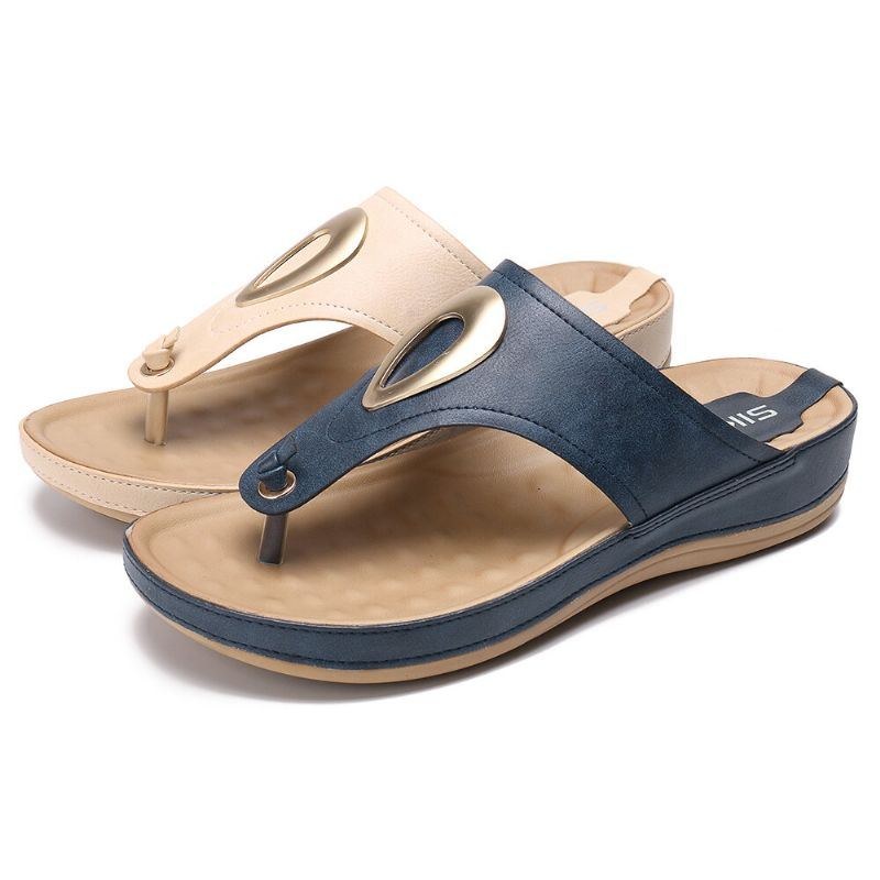 Dame Stor Størrelse Metal Clip Toe Filp Flops Strand Casual Sandaler