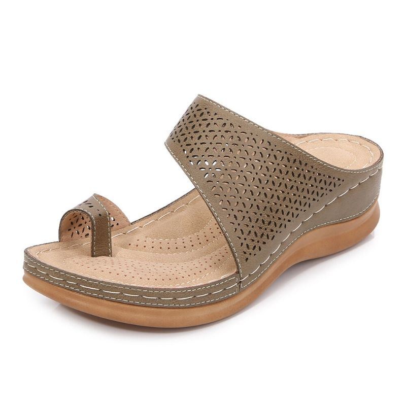 Dame Stor Størrelse Toe Ring Hollow Out Beach Slide Sandaler