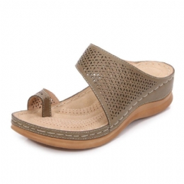 Dame Stor Størrelse Toe Ring Hollow Out Beach Slide Sandaler