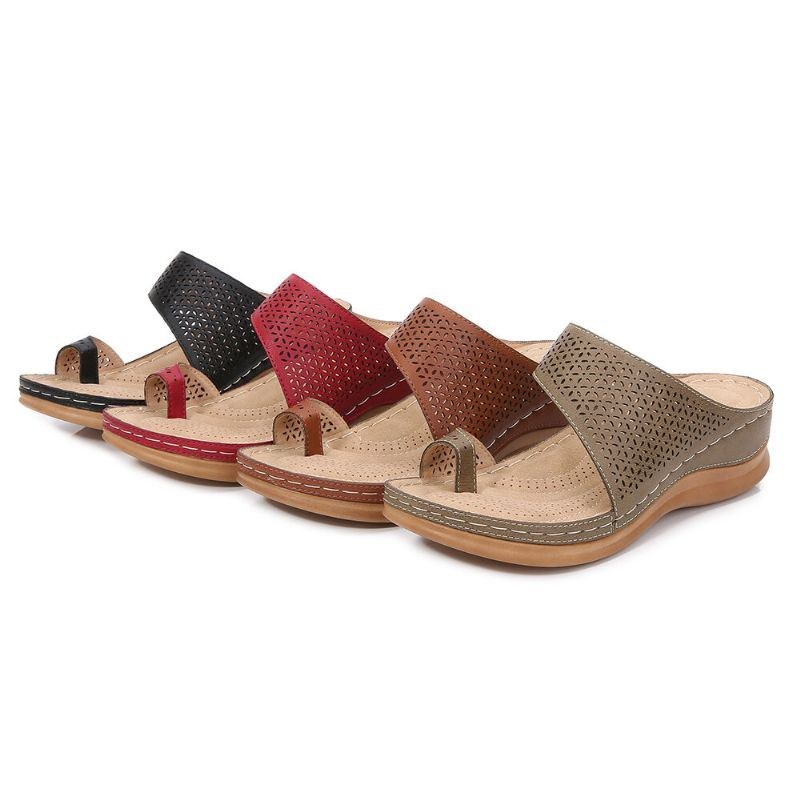 Dame Stor Størrelse Toe Ring Hollow Out Beach Slide Sandaler