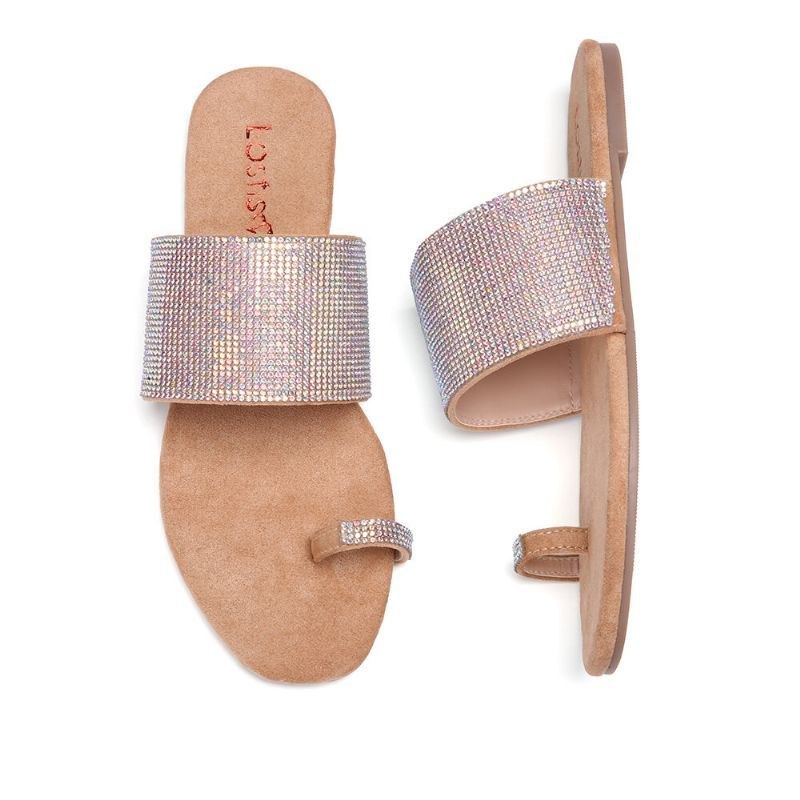 Dame Toe Ring Rhinestones Casual Sandaler