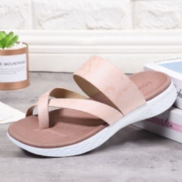 Dame Toe Ring Slip On Blød Sål Casual Sommer Flade Sandaler