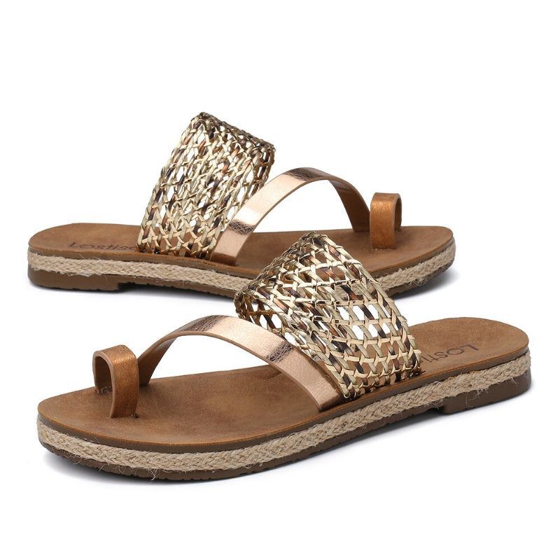 Dame Toe Ring Slip On Woven Strap Casual Sandaler