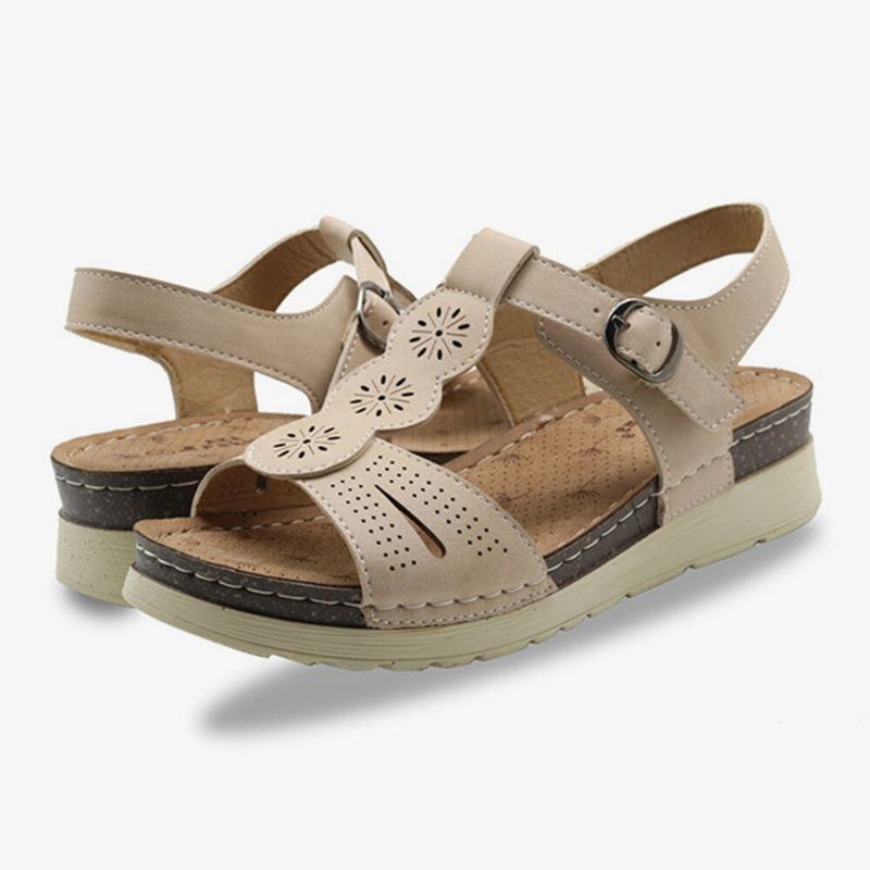 Dame Udhulet Åndbart Åben Tåspænde Casual Summer Wedge Sandaler