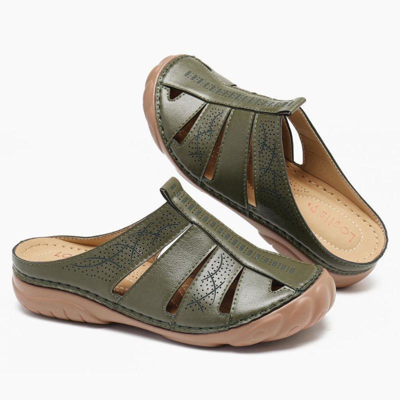 Dame Udhulet Behagelig Rund Tå Slip On Sommer Casual Sandaler