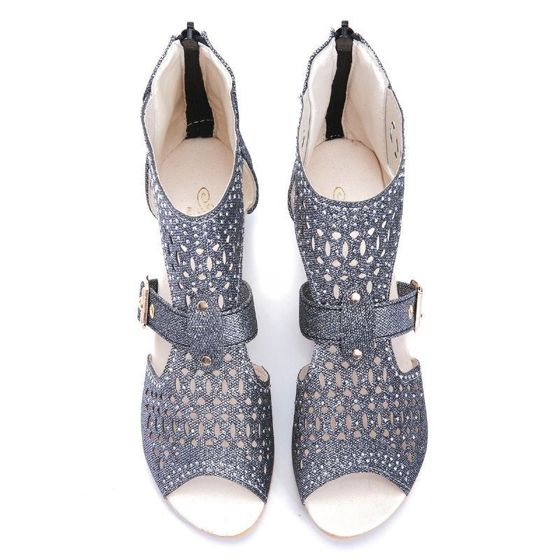 Dame Udhulet Spænde Solid Farve Summer Beach Wedge Sandaler