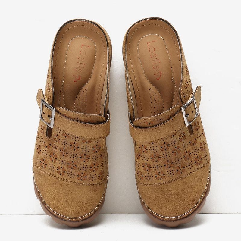 Dame Udhult Åndbar Rygløs Comfy Slip On Sommer Casual Sandaler