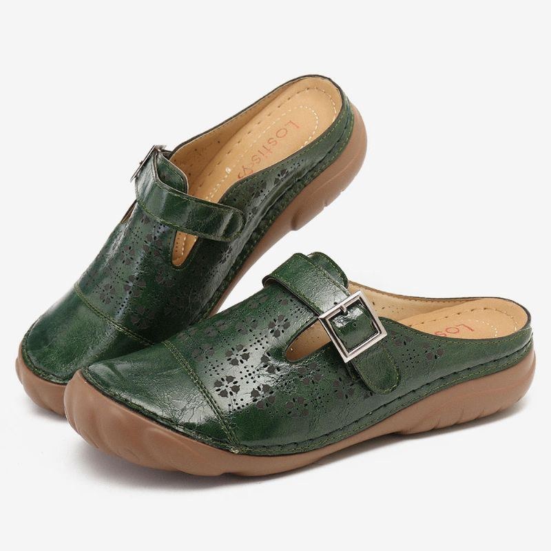 Dame Udhult Åndbar Rygløs Comfy Slip On Sommer Casual Sandaler