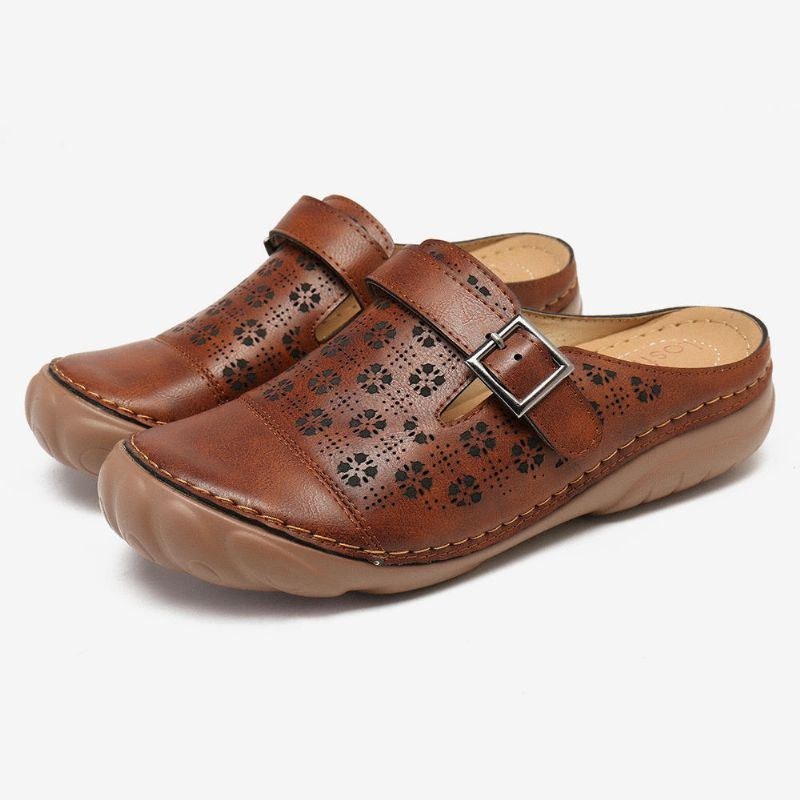 Dame Udhult Åndbar Rygløs Comfy Slip On Sommer Casual Sandaler