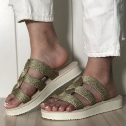 Dame Vævet Åben Tå Slip On Comfy Casual Sommer Flade Sandaler