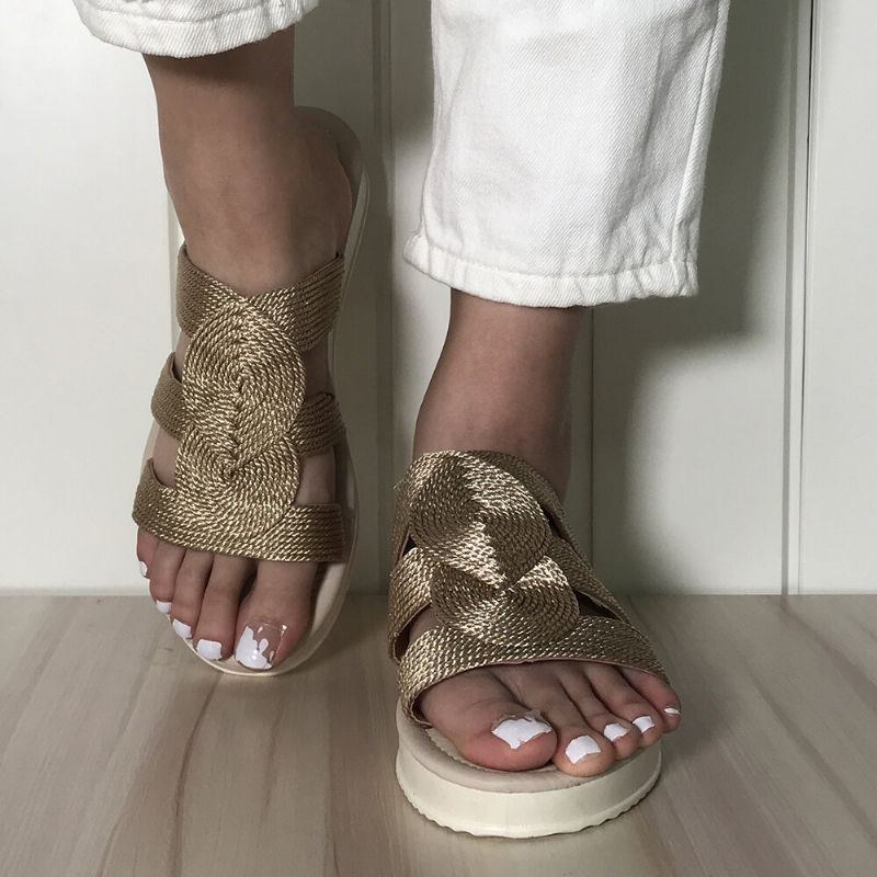 Dame Vævet Åben Tå Slip On Comfy Casual Sommer Flade Sandaler