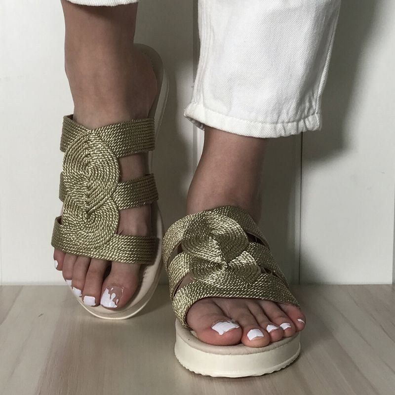 Dame Vævet Åben Tå Slip On Comfy Casual Sommer Flade Sandaler