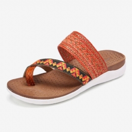 Dame Vævet Toe Ring Rygløs Blød Sål Slip On Casual Flade Sandaler