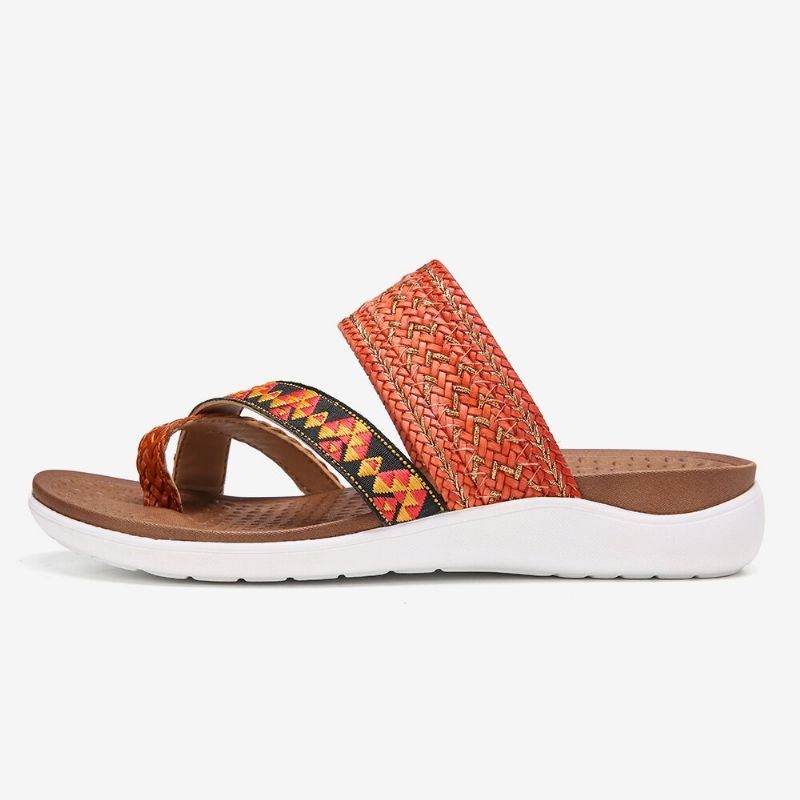 Dame Vævet Toe Ring Rygløs Blød Sål Slip On Casual Flade Sandaler