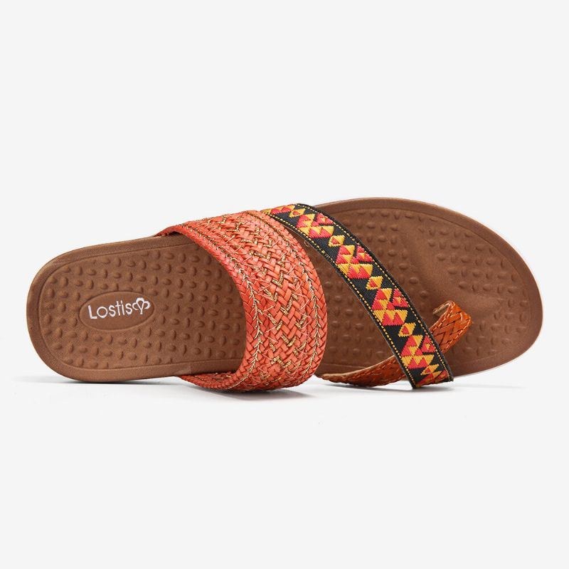 Dame Vævet Toe Ring Rygløs Blød Sål Slip On Casual Flade Sandaler