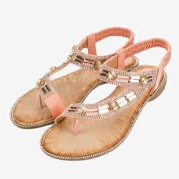 Damemode Rhinestone Bohemia Bærbare Clip Toe Sandaler