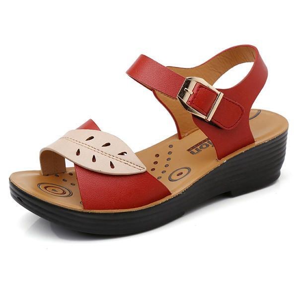 Damesko Komfortable Buckle Wedges Sandaler