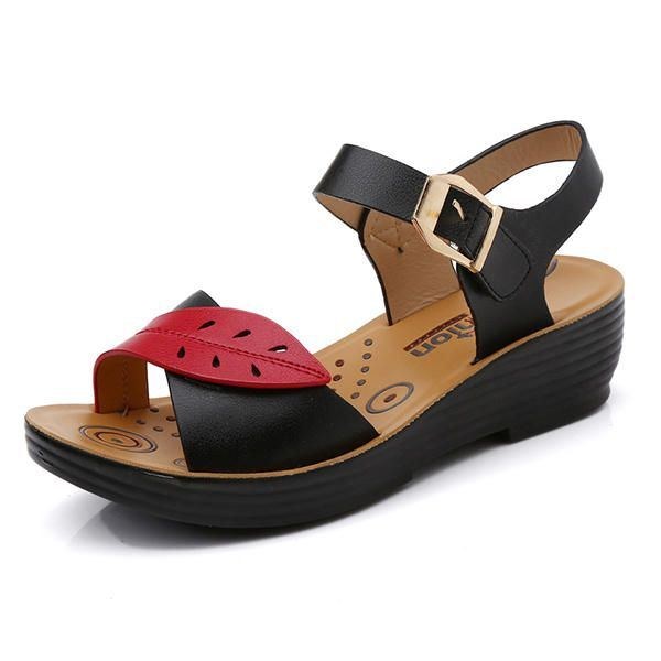 Damesko Komfortable Buckle Wedges Sandaler