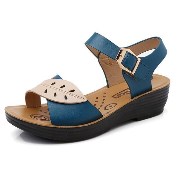 Damesko Komfortable Buckle Wedges Sandaler