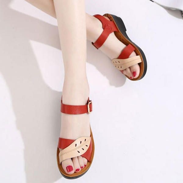 Damesko Komfortable Buckle Wedges Sandaler