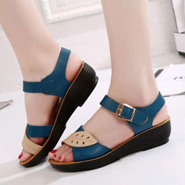 Damesko Komfortable Buckle Wedges Sandaler