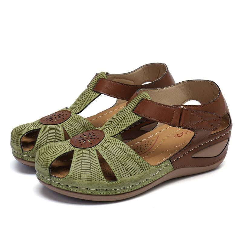 Dameudskæring Åndbar Farvesøm Casual Summer Wedge Sandaler